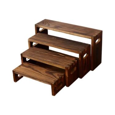 Imagem de Fiocias Conjunto de 4 Expositores de Madeira em Camadas, Porta-tempero, Prateleira para Joias, Organizador para Sala de Estar, Armários, Bonecas, Bufês, Festa
