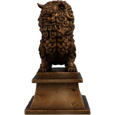 Imagem de Estátua Komainu Cão Leão Japonês Proteção Casa - Versão 2 (Cor Cobre Antigo)