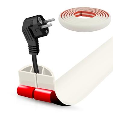 Imagem de Capa de cabo de piso, cabo autoadesivo, ocultador, piso de 3 m, protetor de cabo de alimentação para escritório, academia, exposições (bege, 3 cm x 25 cm)