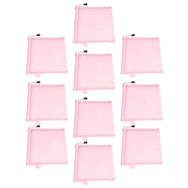 Imagem de YOUTHINK Bolsas Com Zíper Transparentes 10 Unidades de Bolsas Com Zíper de Malha, Reutilizáveis ​​A5 para Organizar o Armazenamento, Com à Prova de água para Escola, Brinquedos, Viagens, (Rosa)