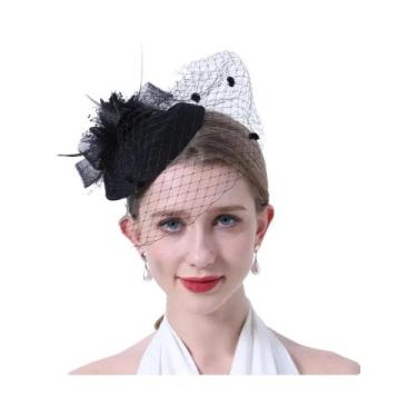 Imagem de Chapéu Fascinator Vintage Feminino com Véu - Ideal para Coquetéis, Chá