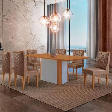 Imagem de Mesa De Jantar Isadora 180cm Tampo Mdf Laminado Tork Naturale Off White