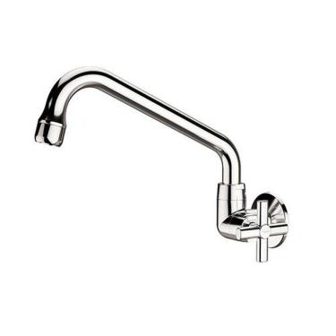 Imagem de Torneira Cozinha Parede Bica Baixa Cromada 1/2 Com Redutor De Vazão - Blukit