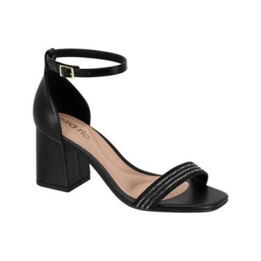Imagem de Sandália Beira Rio Feminina Salto Bloco Médio Confortável, Preto, 36
