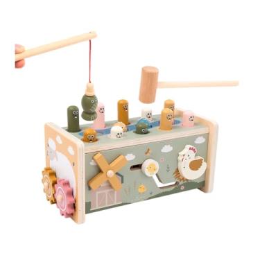 Imagem de Banco de Atividades de Martelar com Martelo para Bebês e Crianças – Brinquedo Educativo de Madeira Colorido para Desenvolvimento da Coordenação Motora e Habilidades Manuais