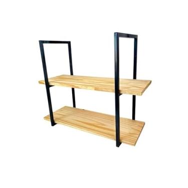 Imagem de Prateleira de Parede Decoração Organização Escritório Livros com Suporte Metal, Madeira Pinus