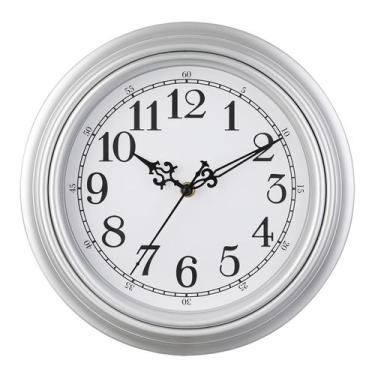 Imagem de Relógio de parede Plumeet Retro 30 cm, sem tique-taque, prata clássica