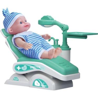 Imagem de Brinquedo Brincando de Profissões Doutor DM Dentista Azul com Boneca e