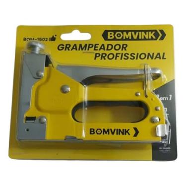Imagem de Grampeador Profissional, Amarelo, 3 Tipos de Grampo, 4-14mm, com Estrutura Metálica Reforçada, para Tapeçaria e Estofamento