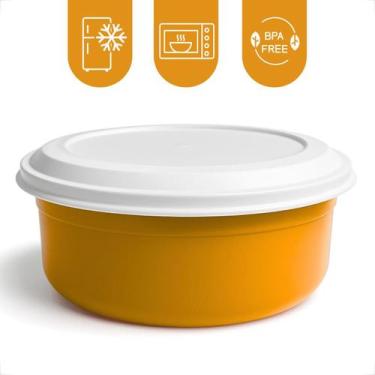 Imagem de Tigela Saladeira Redonda Kit 5 Potes Plastico Com Tampa 4,6L Cozinha S