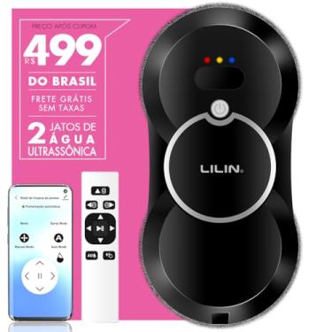 Imagem de Lilin Robô Limpa Vidros HCR10, Robô de Limpeza de Janelas com Bivolt, Bicos duplos com spray ultrassônico com Bateria de Emergência e Sensores de Bordas Antiqueda, Planejamento inteligente de caminho
