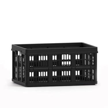 Imagem de Caixa Organizadora Empilháveis de Plástico Preta Dobrável Portatil 45l 30kg