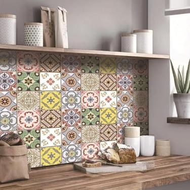 Imagem de Azulejos de parede vintage, papel de parede impermeável para cozinha, banheiro, lavanderia, decoração de parede fácil de limpar (estilo 2)