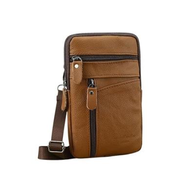 Imagem de Bolsa tiracolo de poliuretano moderna para cinto de telefone bolsa de ombro transversal com alça ajustável, Marrom, Medium