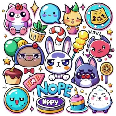 Imagem de Adesivo Decorativo Infantil Kawai Com Personagens Coloridos Para Quarto e Cadernos 30x30cm