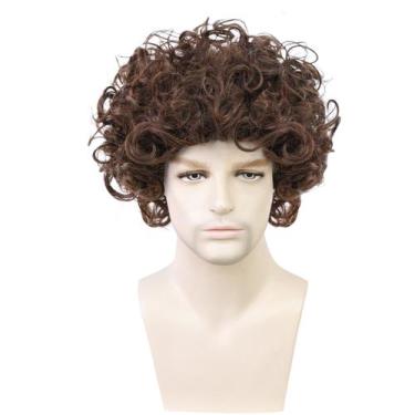 Imagem de Peruca estilo afro para homens, marrom, curta, encaracolada, fofa, 30 
