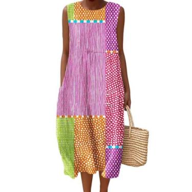 Imagem de Vestido maxi feminino Akivide com estampa floral boho de verão com bol