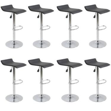 Imagem de Kit com 8 Banquetas Alta Giratória com Altura Regulável Recouro Belo Horizonte Preto