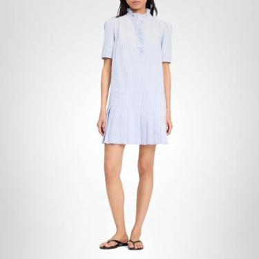 Imagem de kate spade new york Vestido feminino Seersucker plissado, Azul diamante/branco fresco, GG