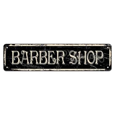 Imagem de Sinais de metal vintage para barbearia, decoração de parede, 40,6 x 10,2 cm, placa de rua para pátio, caverna, café, casa, bar, arte de parede