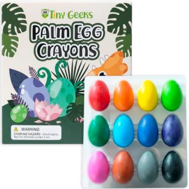 Imagem de TinyGeeks 12 Color Egg Crayons - Palm Grasp Non-Toxic and Washable for Toddlers (3-6) & Kids (4-8) - Easy-to-Hold, Perfect for Travel, Art, and Early Childhood Activities