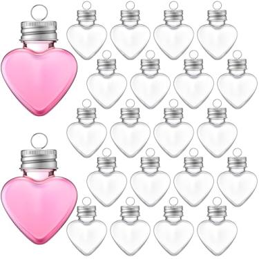 Imagem de Potchen 20 bolas de coração de bebida de Natal para decoração de árvore de Natal, garrafa pendurada com cordão para decoração de festas de fim de ano, enfeites de árvore (transparente)