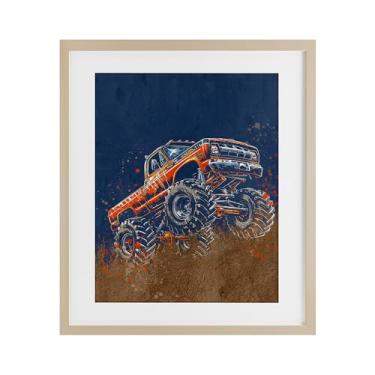 Imagem de Stupell Industries Impressão emoldurada My Jam Monster Truck Birch sob vidro, design de Kim Allen, 40,6 x 33,5 cm