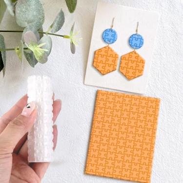 Imagem de Rolo de textura de argila de polímero, rolo de argila de polímero para fazer brincos, funciona com cortadores