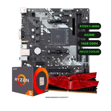 Imagem de Kit Upgrade Amd Ryzen 5 4600g Vega 7 Placa Mãe A520 Memória Ram 16gb Ddr4