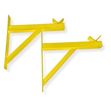 Imagem de Suporte de Parede Colorido para Barra de Agachamento, Múltiplas Cores, Fixação em Parede, Ideal para Academia em Casa, Treino Funcional (AMARELO)