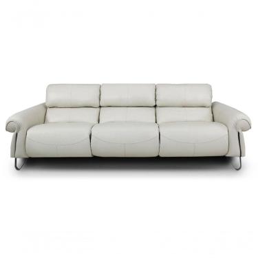 Imagem de Sofá Reclinável Elétrico De Couro Belarus Off White - Mempra (3 Módulos)