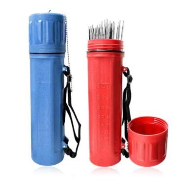 Imagem de MUQIDA Tubo de armazenamento de haste de soldagem com 2 peças, recipiente de armazenamento de eletrodos à prova d'água de 35 cm, suporte de haste de soldagem à prova de ar, recipiente de plástico ABS