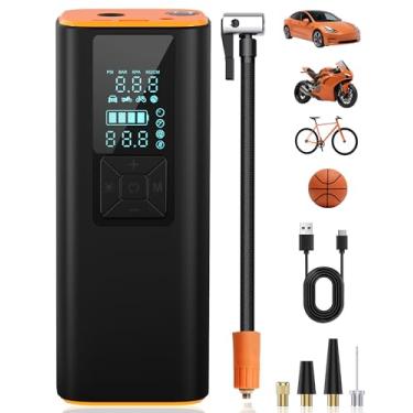 Imagem de Compressor de ar portátil para inflador de pneu 150 PSI, vida útil extra longa, bomba de ar de desligamento automático para pneus de carro, visor LCD com 4 modos, uso de emergência de luz LED para