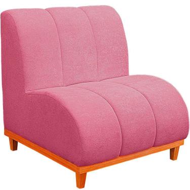 Imagem de Namoradeira Marselha Base De Madeira Para Sala Hotel Tecido Boucle Cor Rose