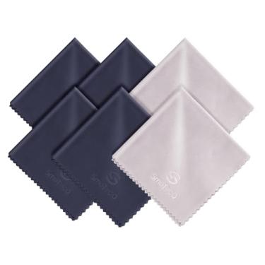 Imagem de Pano de limpeza de óculos, feito com microfibra sem fiapos, seguro para relógios, smartphone, laptop, lentes e outras telas ou superfícies delicadas (15,24 cm x 17,78 cm, pacote com 8)