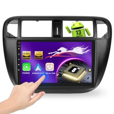Imagem de [Qualcomm 8 núcleos 4 + 64 GB] Estéreo automotivo para Honda Civic 1996-2001 (Manual A/C) com tela sensível ao toque de 22 cm, rádio veicular Android 13 sem fio, Carplay, Android Auto BT5.1/DSP/áudio