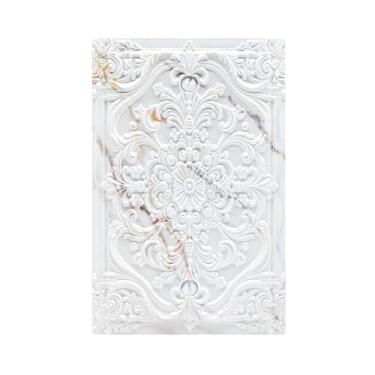 Imagem de Wpshijia Capas decorativas para interruptores de luz, padrão de mármore, cinza, dourado, 3D, floral, gravado, 1 grupo, sem dispositivo, capas de tomada em branco, placa de parede, placa de cobertura