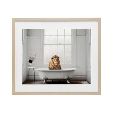 Imagem de Stupell Industries Impressão emoldurada minimalista de bétula de bétula de leão sob vidro, design por Sasha, 13 x 16