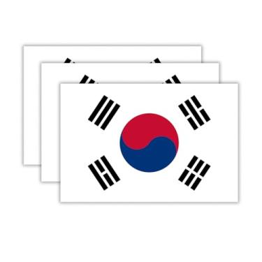 Imagem de (3 peças) Adesivos de bandeira da Coreia do Sul, adesivos de bandeira dos países - Decalques de vinil à prova d'água para laptops, copos, garrafas de água, livros, álbuns de recortes, tamanho 7 x 5 cm