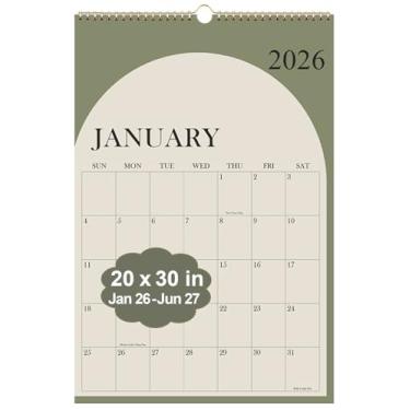 Imagem de Calendário 2025-2026 - Calendário 2025-2026 de outubro de 2025 a dezembro de 2026, calendário de 16 meses/agenda com papel grosso, 51 x 76 cm, vertical, verde