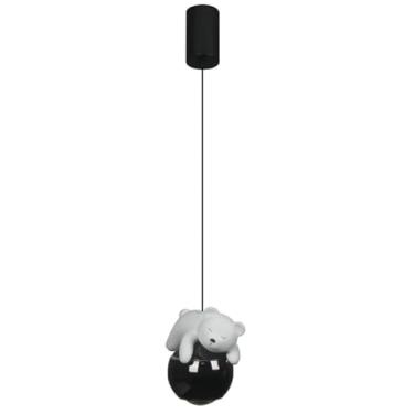 Imagem de Home Decor Infantil Pendente Urso, LED Integrado 3200K, Ferro e Resina, Preto e Branco