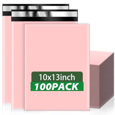 Imagem de Oududianzi Envelopes de poliéster rosa 10 x 13, 100 peças de sacos de envio à prova d'água, sacos de correio autoselados, sacos de poliéster grossos para envio, sacos de embalagem de poliéster para