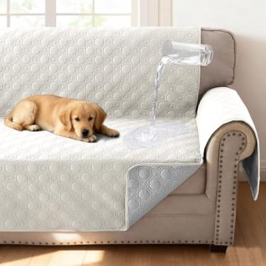 Imagem de H.VERSAILTEX Capas de sofá 100% à prova d'água para animais de estimação, triplas, antiderrapantes, para 3 almofadas, protetor de sofá de cachorro lavável (sofá, bege)