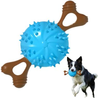 Imagem de sidaeren Brinquedo indestrutível para mastigar para cães, durável para cães pequenos e médios, brinquedo interativo para manter os cães ocupados, brinquedo de limpeza de dentes, brinquedo