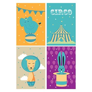Imagem de Placas Decorativas Circo Infantil MDF 20x30cm Kit 4un