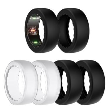 Imagem de BOTOMALL Pacote com 6 capas de anel ultrafinas compatíveis com Oura Ring Gen 4/Gen 3 Horizon/Gen 3 Heritage, capa protetora de silicone macio flexível para malhar na academia
