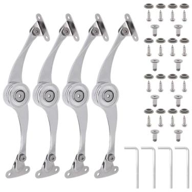 Imagem de YuGtcen 4 peças de dobradiças para caixa de brinquedo, fecho macio, dobradiças de suporte de tampa resistente, suporte de tampa ajustável para armário baú e caixa de madeira