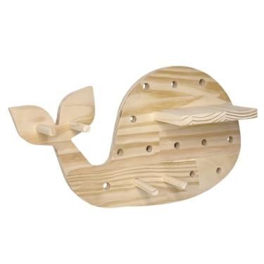 Imagem de KIAGA, Prateleira Pegboard Baleia Em Madeira Pinus com 6 Pinos e 1 Prateleira 13,5cm Cor:PINUS NATURAL;Tamanho:23X40 CM