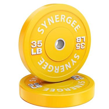 Imagem de Synergee Placas de para-choque, placas de peso para condicionamento de força, musculação, 15,8 kg par