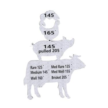 Imagem de RiToEasysports Guia de Cozimento para Churrasco de Ferro Metálico Magnético de Temperatura de Carne Com Referência de Temperatura Multi-carne para Grelhar, Fumar e Geladeira 6,3 X 4,5 pol.